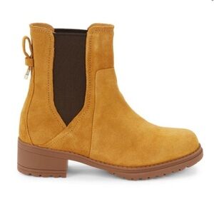 Cole Haan Camea Suede Chelsea Boots Amber Waterproof Round Toe Padded Classic